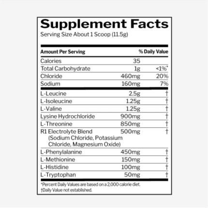 Rule1 Essential amino EAA Supplement Facts