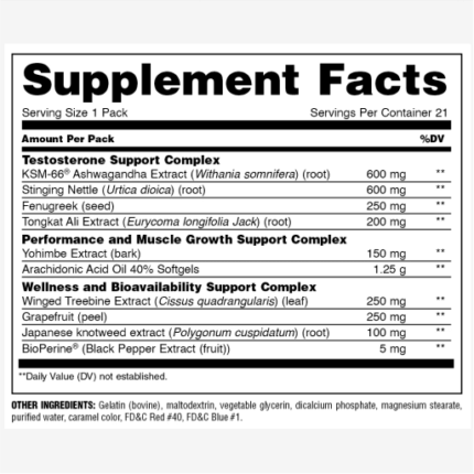 Universal Nutrition Animal Test Supplement Facts