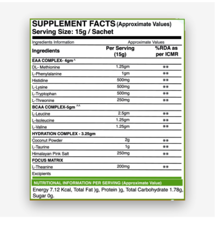 Bigflex EAA Nutritional Information