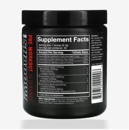 JNX The shadow Pre-workout Supplement Fact