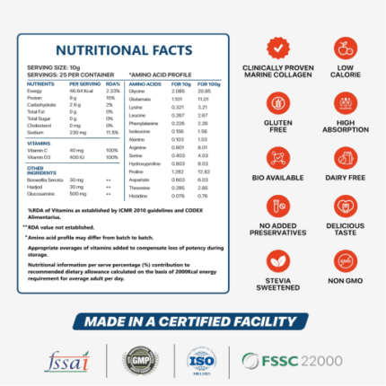 Nature's Island Collagen Ultimate Bone Joint Formula Nutritional Facts
