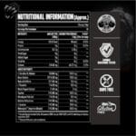 Big Muscle Karnage Black Pre-workout Nutritional Information