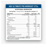 ABE All Black Everything Pre-workout Nutritional Information
