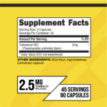 PrimaForce Yohimbine 90 Capsules 2.5mg Supplement Facts