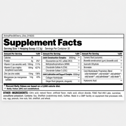 Universal Nutrition Animal Flex Powder Supplement Facts