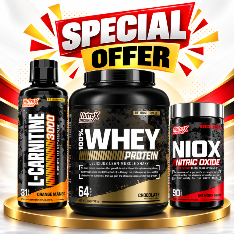 Nutrex 100% Whey Protein 5Lb + Nutrex L-Carnitine 3000mg + Nutrex Niox